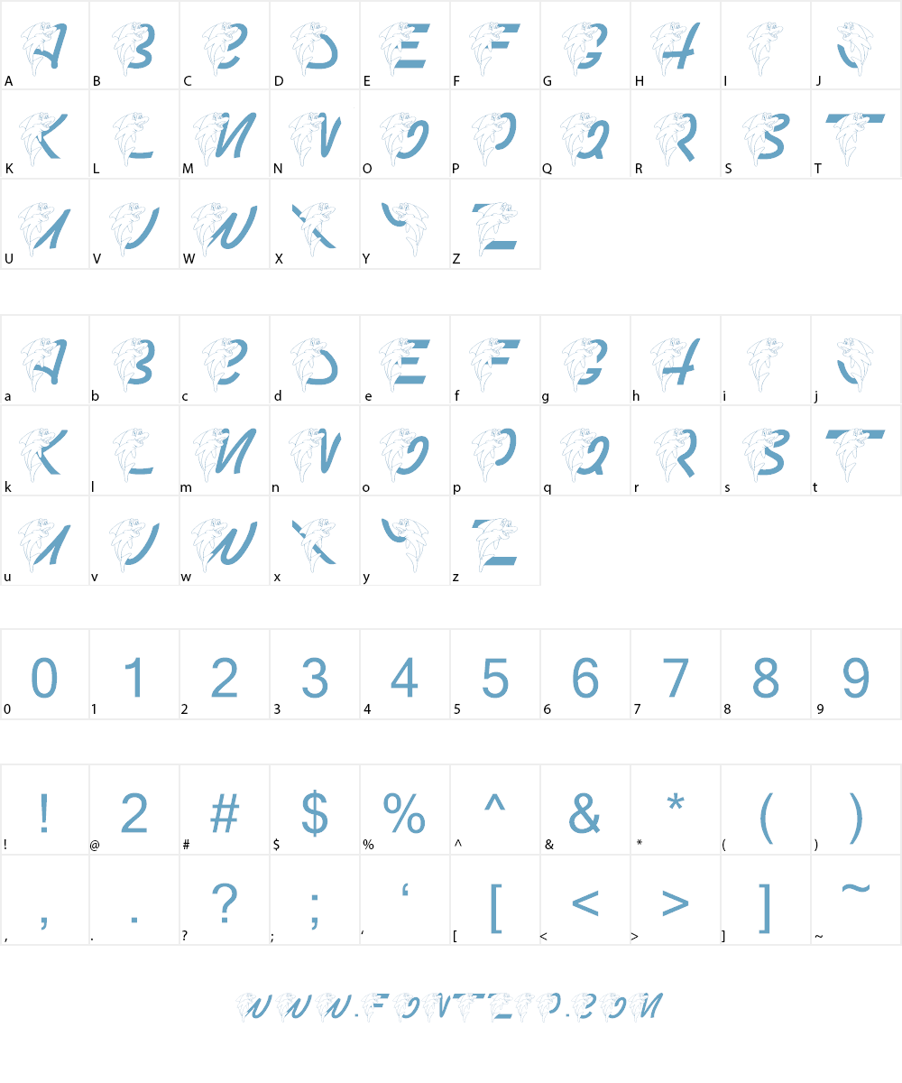 LMS Porpoise Print Font Character